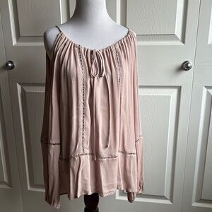 Promesa Pink Tie Front Smocked Blouse